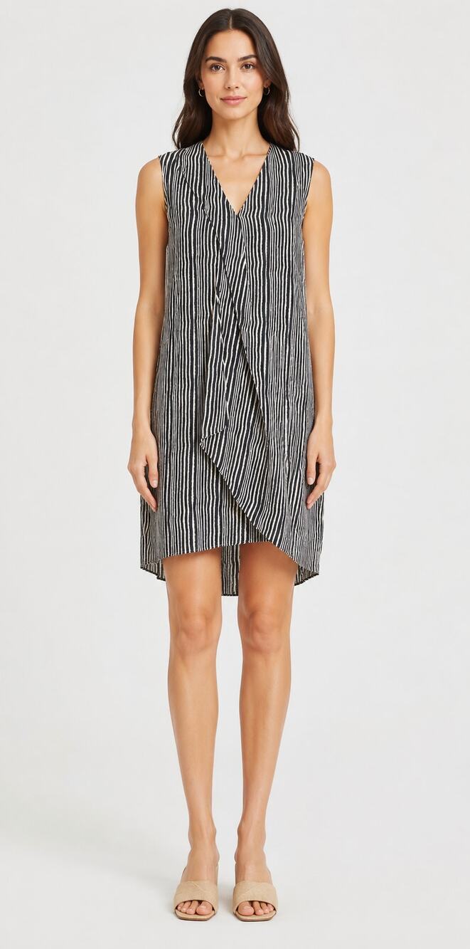 Derek Lam 10 Crosby Striped Silk V Neck Mini Dress Womens Size 2 Navy Sleeveless